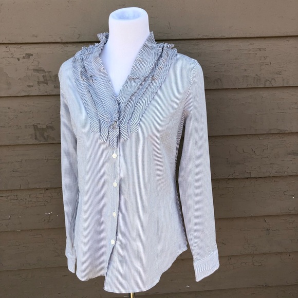 NWT! J Crew frayed ribbon pinstripe buttondown! - Picture 1 of 7